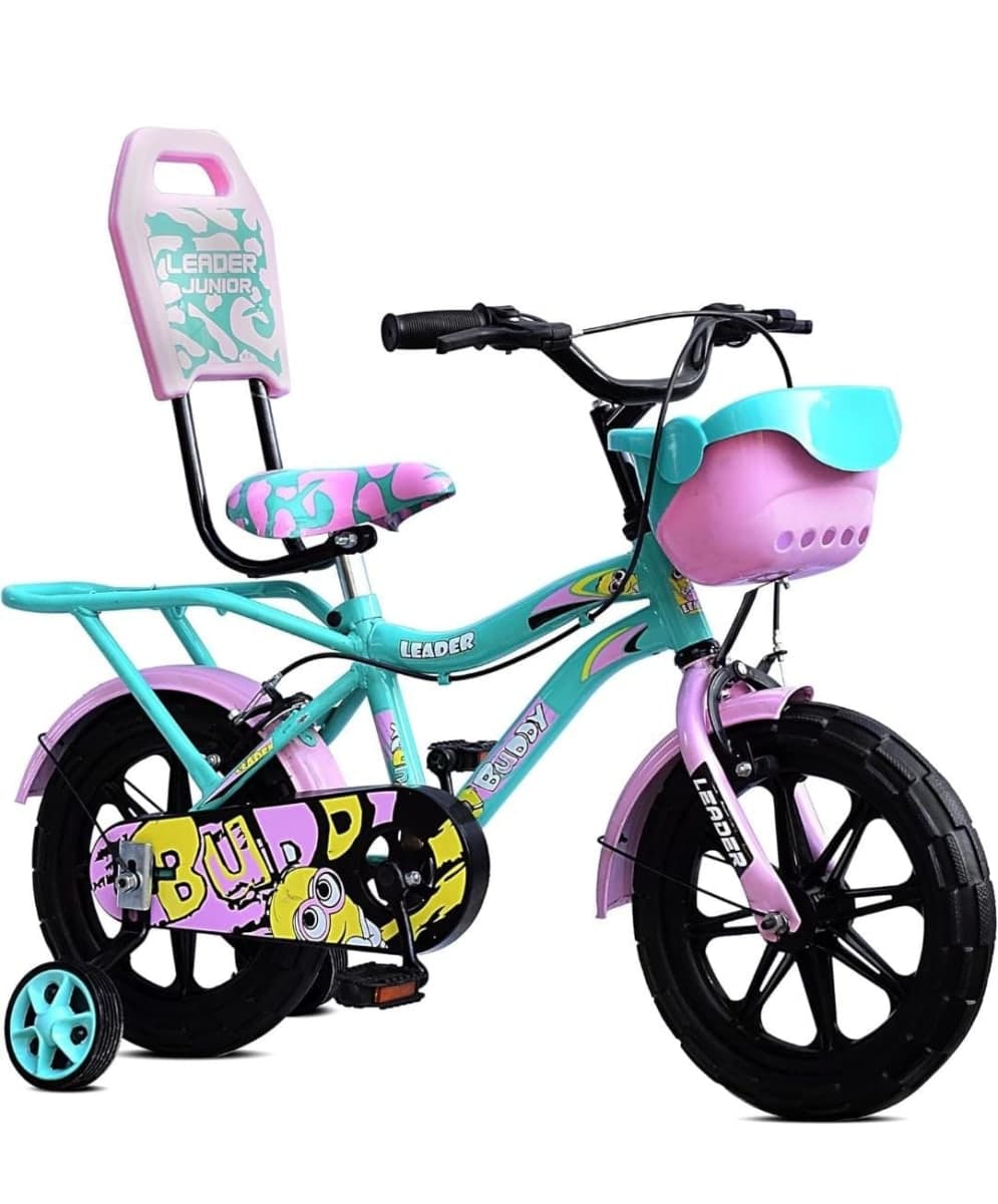 Kids Bicycle with Training Wheels, Front Basket and Support Backrest - Teal, Cycling - photo 1 of 1