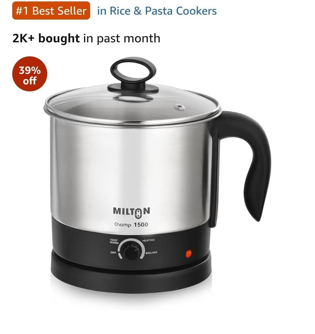 Electric Multi Cooker Stainless Steel with Glass Lid