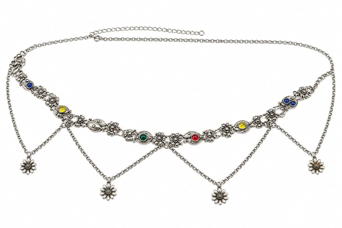 Oxidised Silver-Toned German Silver Kamarbandh Waist Chain